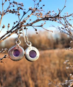 Ametüstiga hõbekõrvarõngad