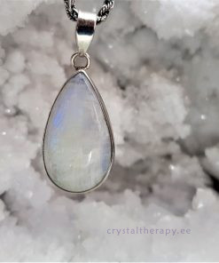 Sinise vikerkaare kuukiviga hõberipats